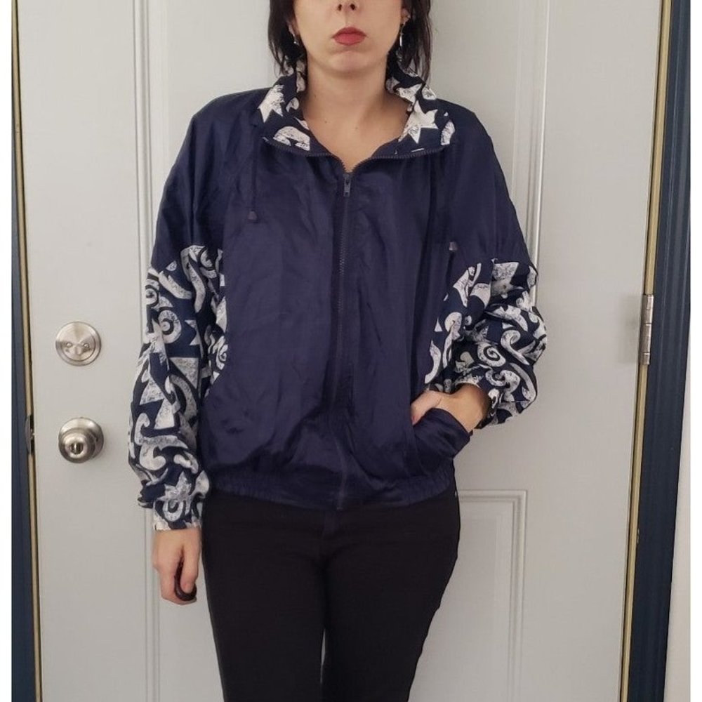 90s Blue and White Windbreaker